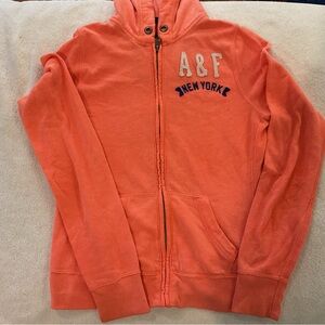 Vintage Y2K Abercrombie & Fitch Orange Full Zip Hoodie Sweatshirt Small